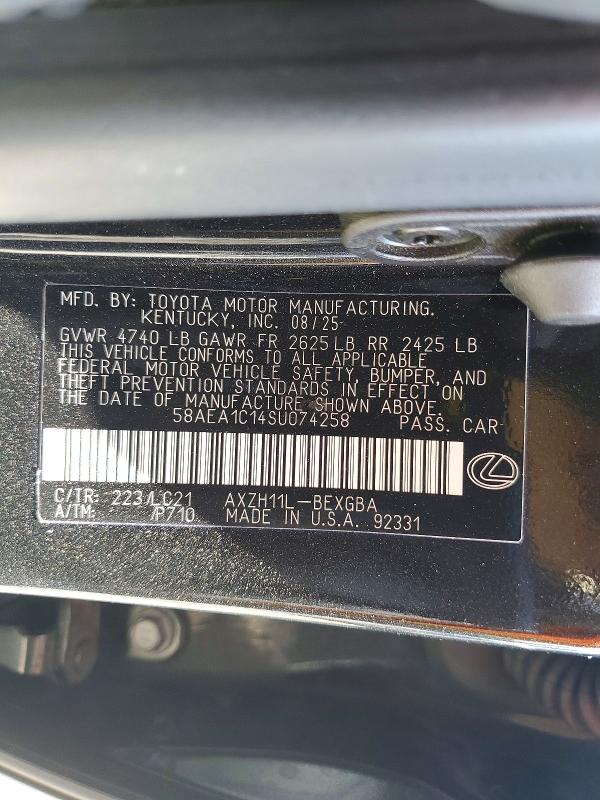 Aukcja sprzedaży 2025 Lexus Es 300h, vin: 58AEA1C14SU074258, numer aukcji: 65366266