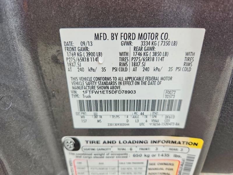 Продажа на аукционе авто 2013 Ford F150, vin: 1FTFW1ET5DFD78903, номер лота: 63946156