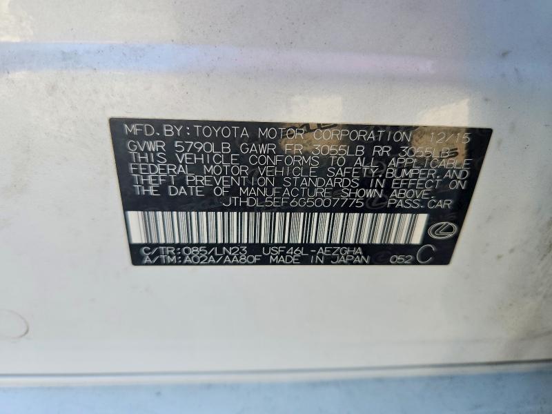 Aukcja sprzedaży 2016 Lexus Ls, vin: JTHDL5EF6G5007775, numer aukcji: 64625346