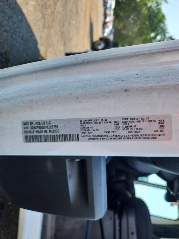 63572236 :رقم المزاد ، 3C6LRVDG0PE522756 vin ، 2023 Ram Promaster 2500 مزاد بيع