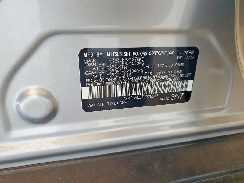 2026 Mitsubishi Outlander Sport მანქანა იყიდება აუქციონზე, vin: JA4ARUAU5TU028967, აუქციონის ნომერი: 65906756