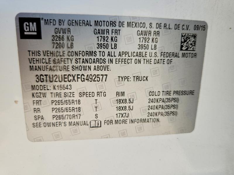 Продаж на аукціоні авто 2015 Gmc Sierra, vin: 3GTU2UECXFG492577, номер лоту: 63879156