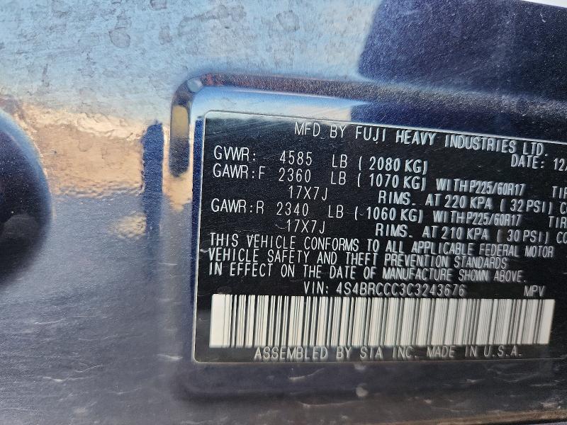 65716836 :رقم المزاد ، 4S4BRCCC3C3243676 vin ، 2012 Subaru Outback مزاد بيع