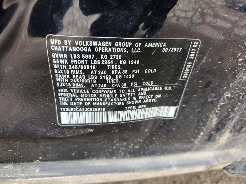 Aukcja sprzedaży 2018 Volkswagen Atlas, vin: 1V2LR2CA2JC528978, numer aukcji: 65706556