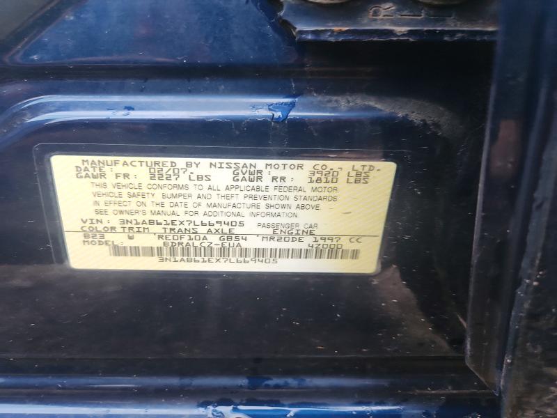 Aukcja sprzedaży 2007 Nissan Sentra, vin: 3N1AB61EX7L669405, numer aukcji: 67233696