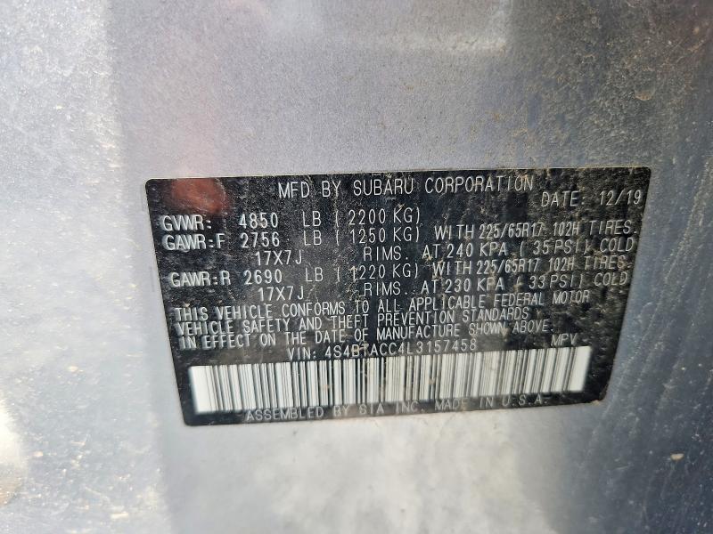 Aukcja sprzedaży 2020 Subaru Outback, vin: 4S4BTACC4L3157458, numer aukcji: 63730786