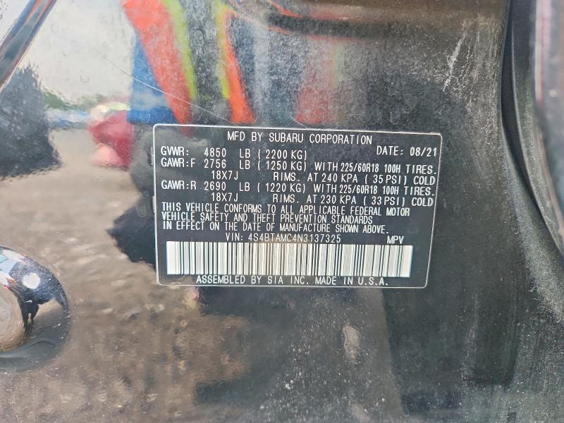 63561796 :رقم المزاد ، 4S4BTAMC4N3137325 vin ، 2022 Subaru Outback مزاد بيع