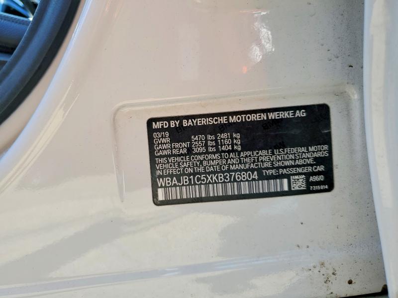 Aukcja sprzedaży 2019 Bmw 530xe, vin: WBAJB1C5XKB376804, numer aukcji: 66012516