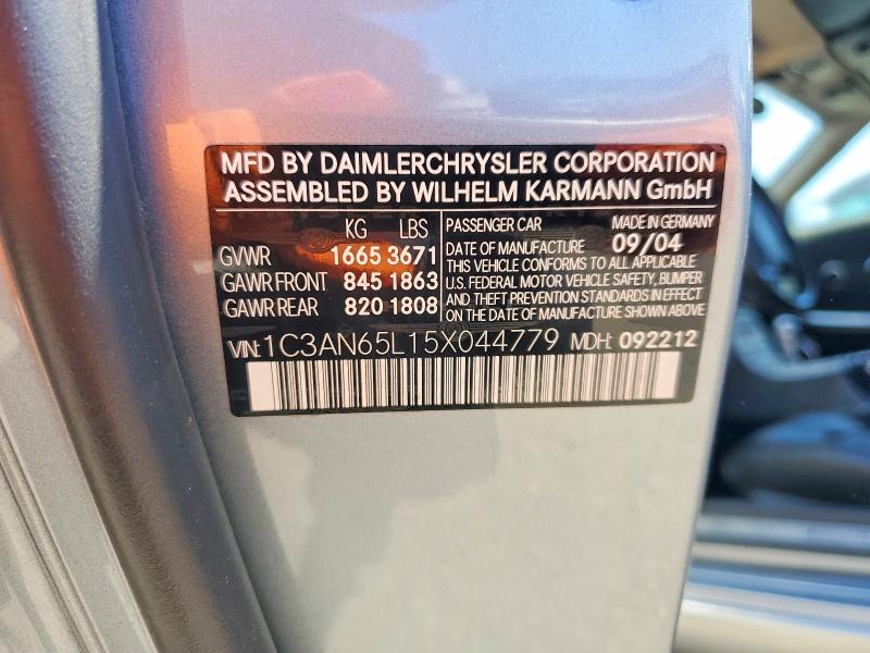 2005 Chrysler Crossfire მანქანა იყიდება აუქციონზე, vin: 1C3AN65L15X044779, აუქციონის ნომერი: 65006916