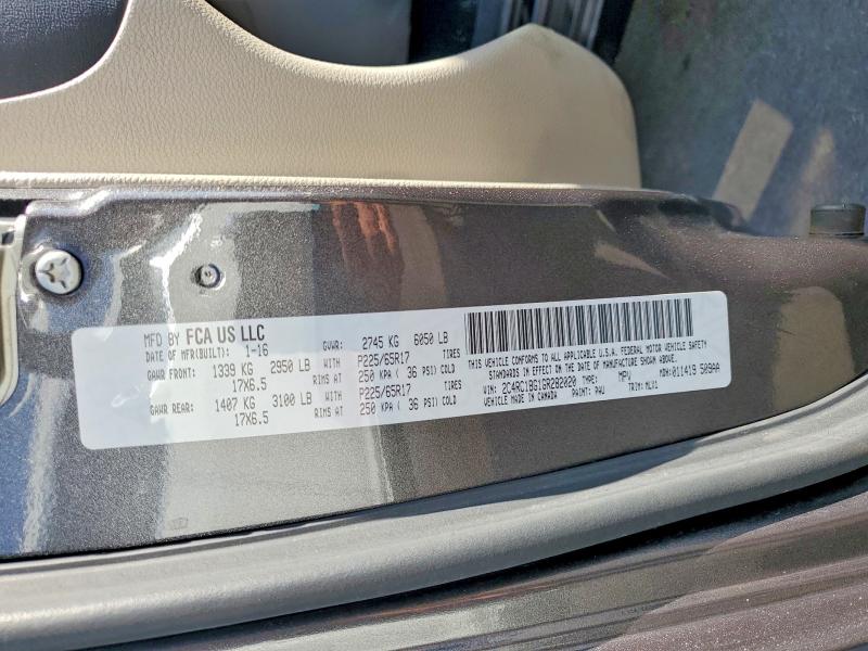 66079076 :رقم المزاد ، 2C4RC1BG1GR282020 vin ، 2016 Chrysler Town & Country مزاد بيع