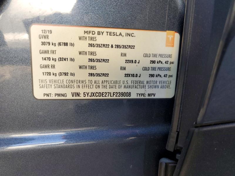 Aukcja sprzedaży 2020 Tesla Model X, vin: 5YJXCDE27LF239008, numer aukcji: 64109046