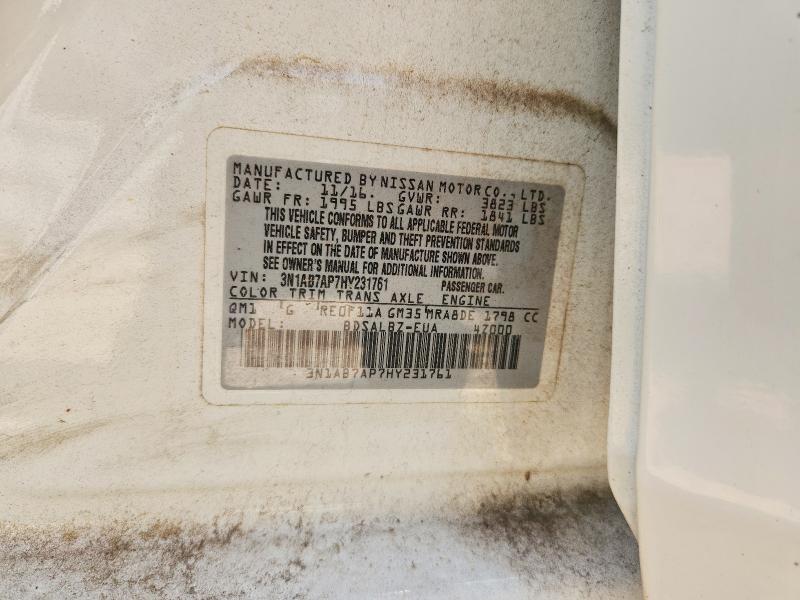 2017 Nissan Sentra მანქანა იყიდება აუქციონზე, vin: 3N1AB7AP7HY231761, აუქციონის ნომერი: 66938956