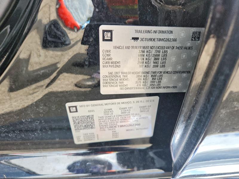 Aukcja sprzedaży 2021 Gmc Sierra, vin: 3GTU9DET8MG262366, numer aukcji: 63879076