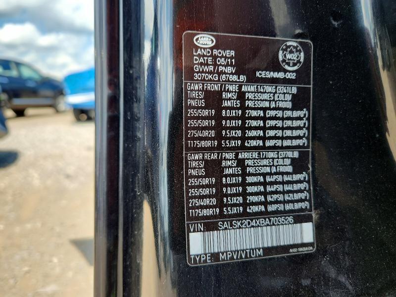 Aukcja sprzedaży 2011 Land Rover Range Rover Sport, vin: SALSK2D4XBA703526, numer aukcji: 64482896