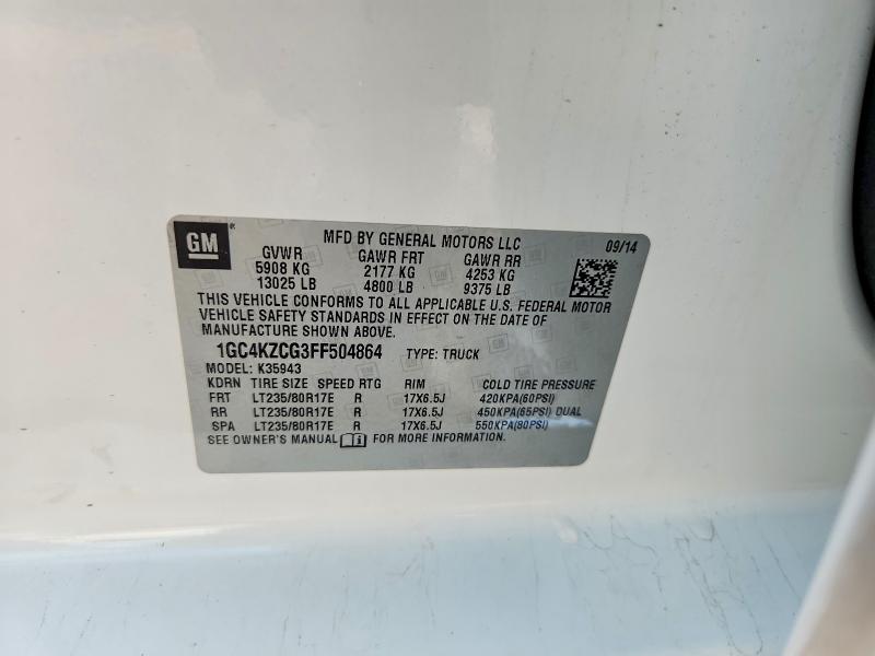 63311576 :رقم المزاد ، 1GC4KZCG3FF504864 vin ، 2015 Chevrolet Silverado مزاد بيع