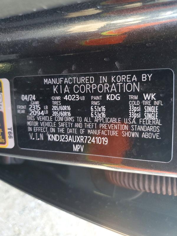 65226886 :رقم المزاد ، KNDJ23AUXR7241019 vin ، 2024 Kia Soul مزاد بيع