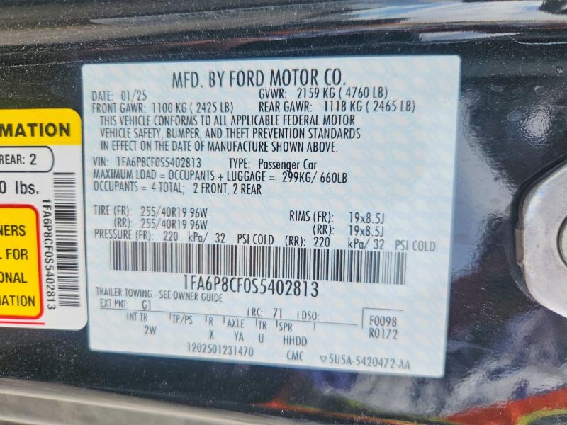 Aukcja sprzedaży 2025 Ford Mustang, vin: 1FA6P8CF0S5402813, numer aukcji: 65948826
