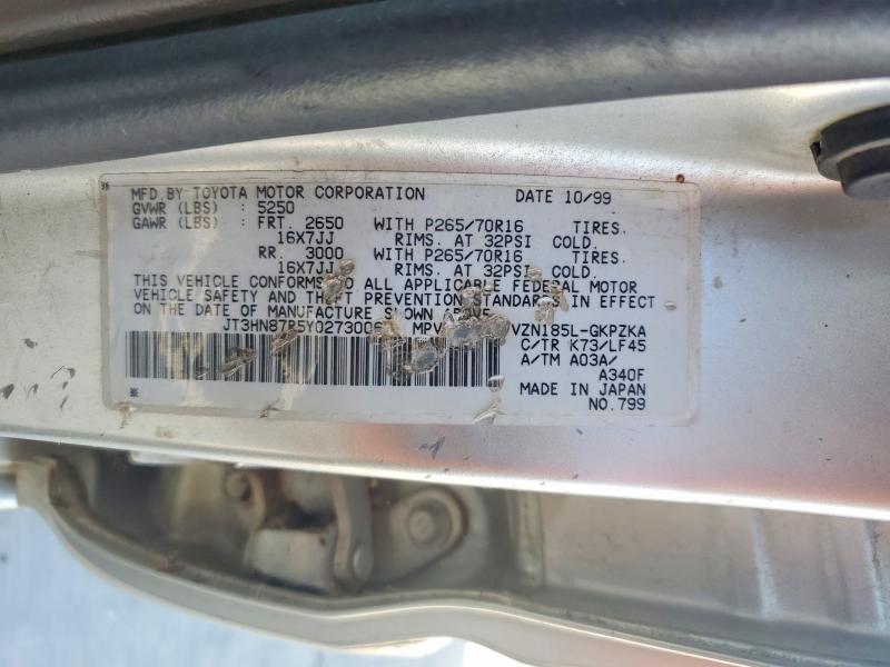 Aukcja sprzedaży 2000 Toyota 4runner, vin: JT3HN87R5Y0273006, numer aukcji: 63830586