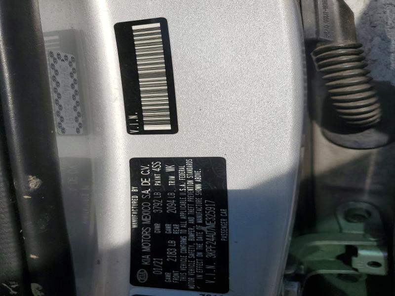 66552576 :رقم المزاد ، 3KPF24AD7ME325917 vin ، 2021 Kia Forte مزاد بيع