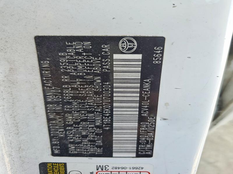 Продажа на аукционе авто 2007 Toyota Camry, vin: 4T1BE46K07U700304, номер лота: 64197376