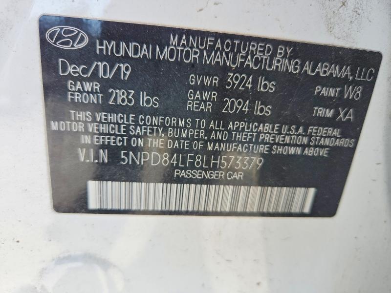 2020 Hyundai Elantra მანქანა იყიდება აუქციონზე, vin: 5NPD84LF8LH573379, აუქციონის ნომერი: 66945716