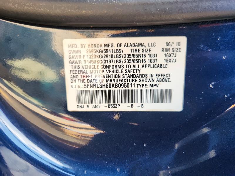 Aukcja sprzedaży 2010 Honda Odyssey, vin: 5FNRL3H60AB095011, numer aukcji: 67067446