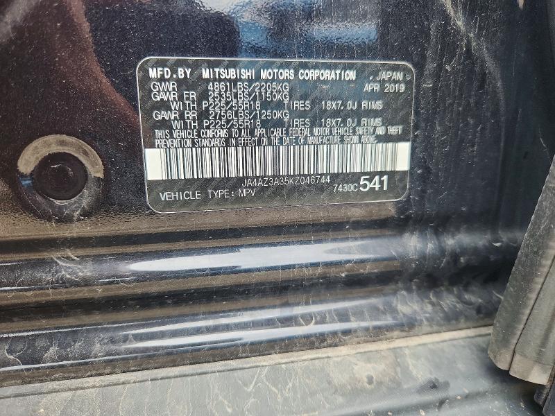 2019 Mitsubishi Outlander მანქანა იყიდება აუქციონზე, vin: JA4AZ3A35KZ046744, აუქციონის ნომერი: 64421476