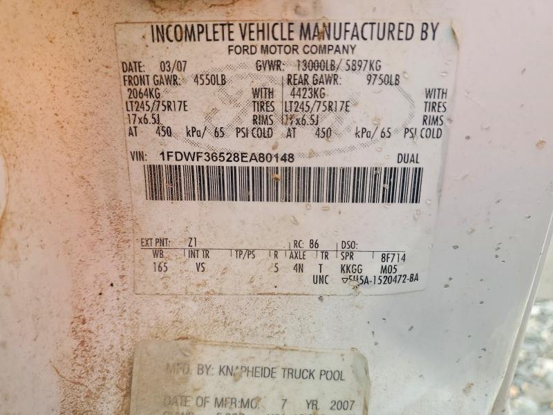 2008 Ford F350 მანქანა იყიდება აუქციონზე, vin: 1FDWF36528EA80148, აუქციონის ნომერი: 63979916