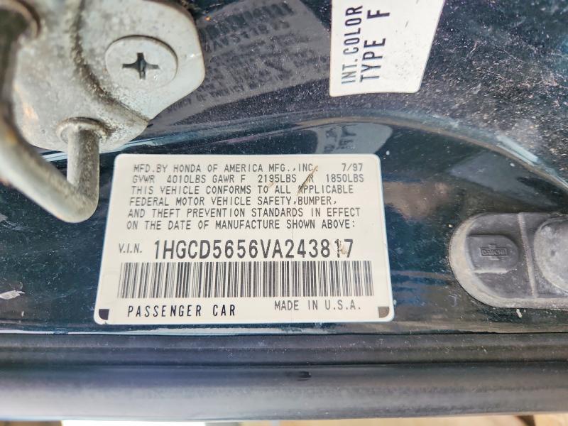 64437126 :رقم المزاد ، 1HGCD5656VA243817 vin ، 1997 Honda Accord مزاد بيع