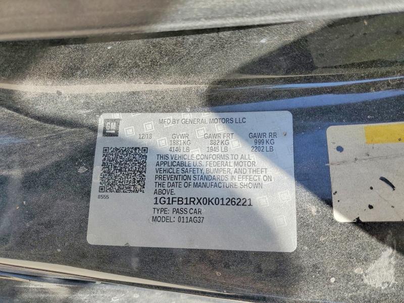 Aukcja sprzedaży 2019 Chevrolet Camaro, vin: 1G1FB1RX0K0126221, numer aukcji: 65814836