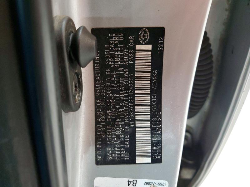 69135056 :رقم المزاد ، 4T1BK36B37U242356 vin ، 2007 Toyota Avalon مزاد بيع
