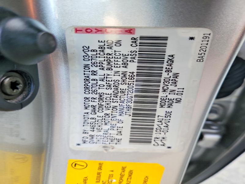 Aukcja sprzedaży 2002 Lexus Es, vin: JTHBF30G720051664, numer aukcji: 65381546
