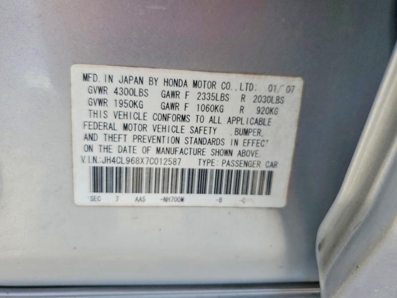 Aukcja sprzedaży 2007 Acura Tsx, vin: JH4CL968X7C012587, numer aukcji: 64944486