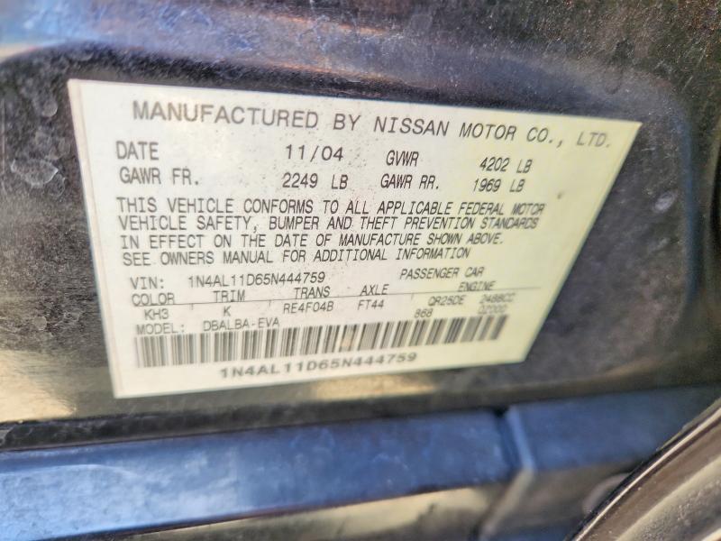 2005 Nissan Altima მანქანა იყიდება აუქციონზე, vin: 1N4AL11D65N444759, აუქციონის ნომერი: 66823786