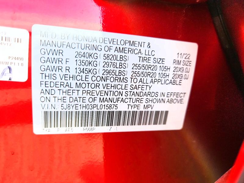 66817246 :رقم المزاد ، 5J8YE1H03PL015875 vin ، 2023 Acura Mdx مزاد بيع