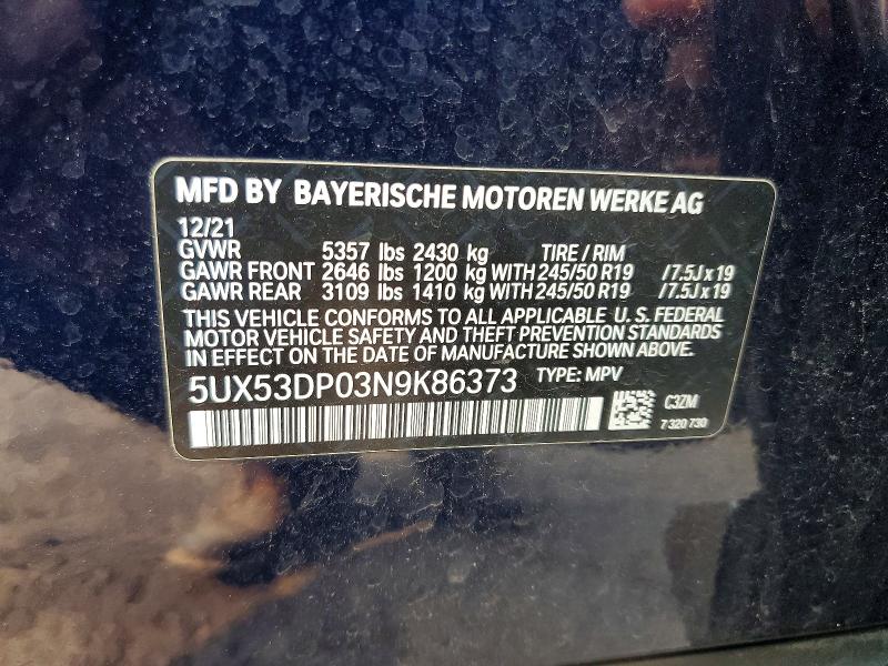 Aukcja sprzedaży 2022 Bmw X3, vin: 5UX53DP03N9K86373, numer aukcji: 64341366