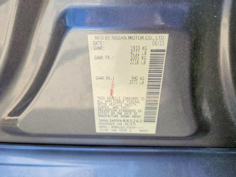 Auction sale of the 2015 Nissan Altima, vin: 1N4AL3AP0FN885262, lot number: 64162376