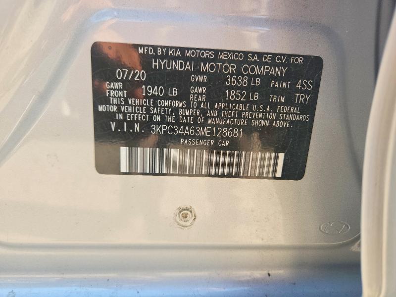 Aukcja sprzedaży 2021 Hyundai Accent, vin: 3KPC34A63ME128681, numer aukcji: 65956056