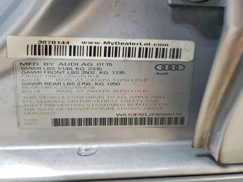 Aukcja sprzedaży 2015 Audi A4 Allroad, vin: WA1UFAFL2FA088070, numer aukcji: 65279626