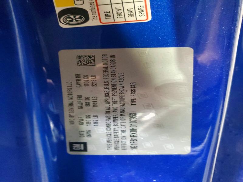 Aukcja sprzedaży 2017 Chevrolet Camaro, vin: 1G1FB1RX0H0107953, numer aukcji: 67009006