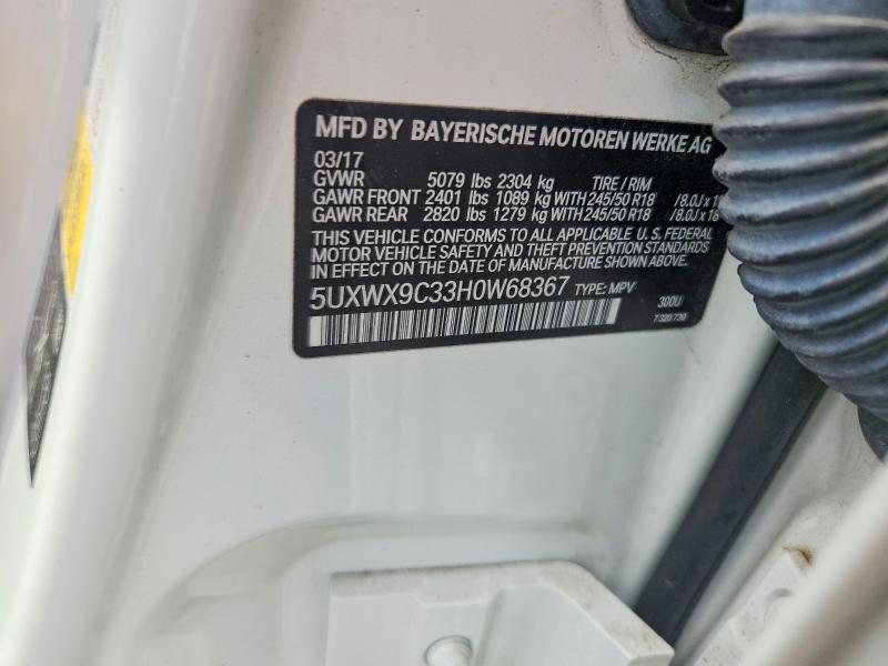 2017 Bmw X3 მანქანა იყიდება აუქციონზე, vin: 5UXWX9C33H0W68367, აუქციონის ნომერი: 64836506