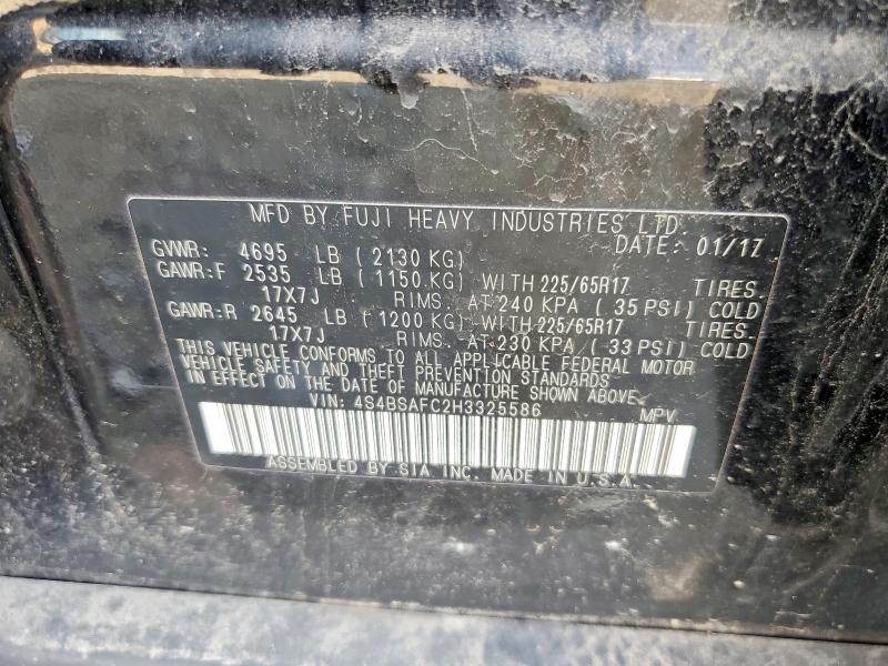 64825096 :رقم المزاد ، 4S4BSAFC2H3325586 vin ، 2017 Subaru Outback مزاد بيع