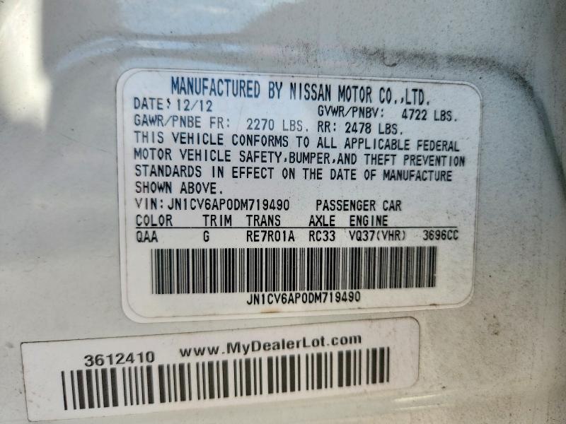 Продажа на аукционе авто 2013 Infiniti G37 Sedan, vin: JN1CV6AP0DM719490, номер лота: 65301926
