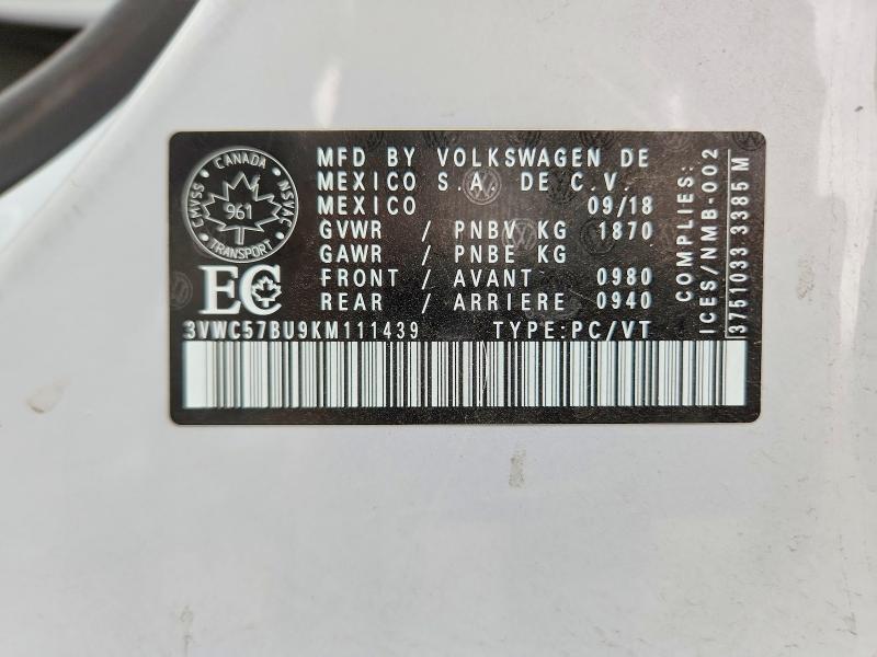 Продажа на аукционе авто 2019 Volkswagen Jetta, vin: 3VWC57BU9KM111439, номер лота: 63552716
