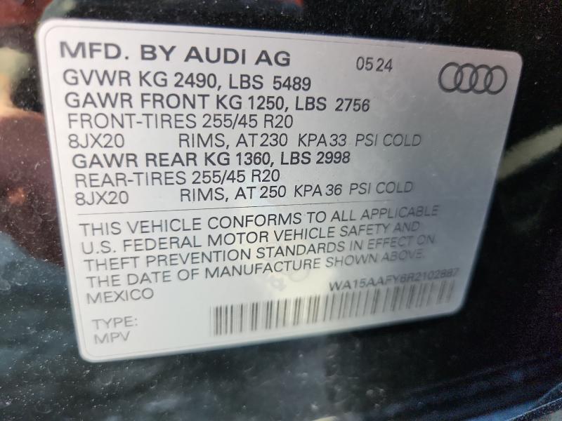 2024 Audi Q5 მანქანა იყიდება აუქციონზე, vin: WA15AAFY6R2102887, აუქციონის ნომერი: 65674546