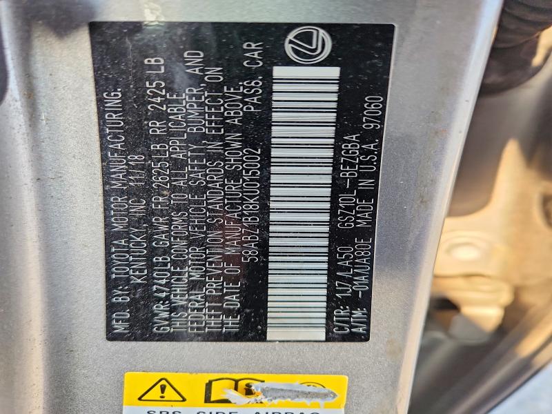 66936766 :رقم المزاد ، 58ABZ1B18KU015002 vin ، 2019 Lexus Es مزاد بيع