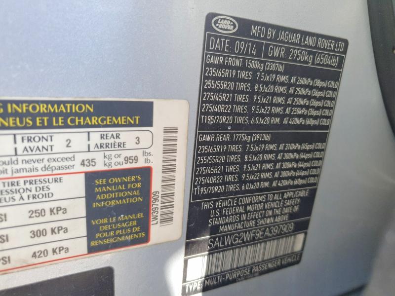 Продажа на аукционе авто 2014 Land Rover Range Rover Sport, vin: SALWG2WF9EA397909, номер лота: 65797996