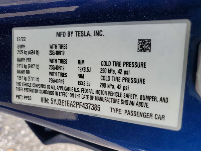 Продажа на аукционе авто 2023 Tesla Model 3, vin: 5YJ3E1EA2PF437385, номер лота: 66905236