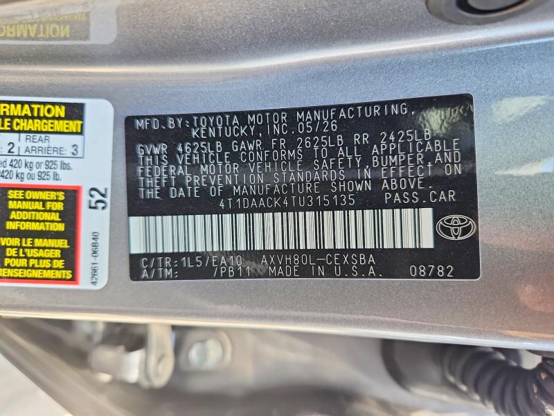 Aukcja sprzedaży 2026 Toyota Camry, vin: 4T1DAACK4TU315135, numer aukcji: 65694886