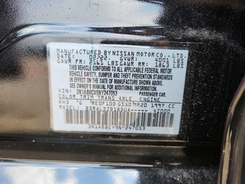 66437726 :رقم المزاد ، 3N1AB8CV9NY247053 vin ، 2022 Nissan Sentra مزاد بيع